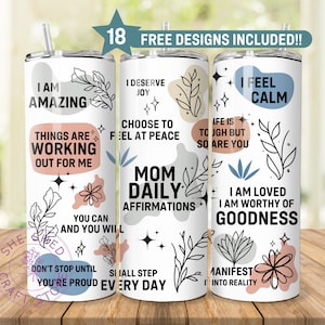 20 Unzen Skinny Tumbler Wrap Sublimation Design Boho Tägliche Erinnerungen Affirmationen Motivation Inspiration, Muttertag, Positive Zitate