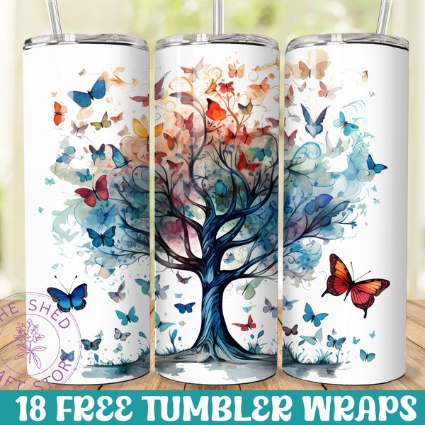 Vibrant and Colorful Tree of Life 20 oz Tumbler Wrap, Nature Scenic Wrap, Digital Download PNG, Sublimination Design, Straight Tumbler Wrap