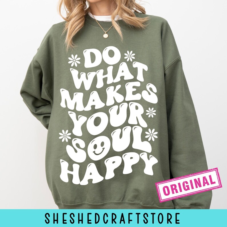 Haz lo que te haga feliz SVG, SVG retro, SVG genial, Cita inspiradora, SVG positivo, SVG de amor propio, SVG hippie, SVG de salud mental imagen 5