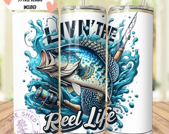 The Reel Life Crappie Fish Tumbler Wrap, Fishing Digital File, Crappie Fishing Design,Digital DOWNLOAD, Gone Fishing Png, Fisherman Tumbler