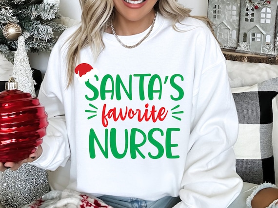 Santas Favorite Nursing SVG, Nurse Shirt svg, Santa Claus SVG, Christmas Cutting File, Nurse Life svg, Nurse Squad svg, Nursing shirt, dxf