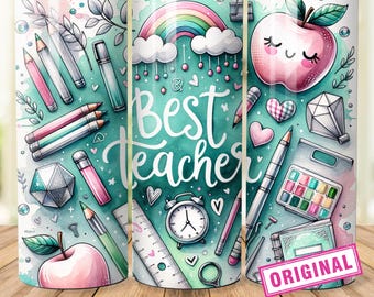 Teacher Life Tumbler Wrap Seamless Sublimation Teacher Appreciation Design PNG, 20 oz Skinny Tumbler Wrap Teacher Tumbler PNG Download