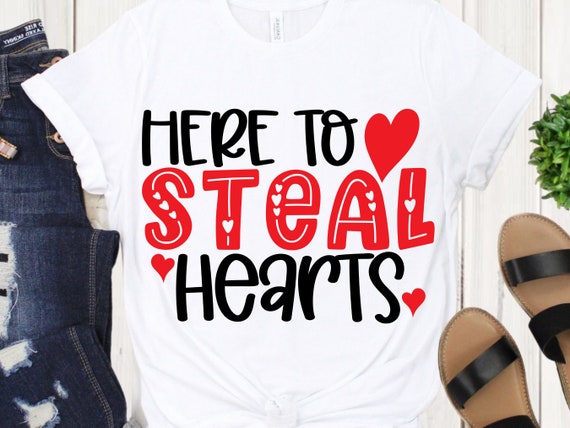 Here To Steal Hearts Kids Valentines Day Svg, Boy Valentine Svg, Valentine Shirt Svg, Silhouette, Cricut, Cut File, Digital Download