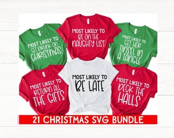 Most Likely To Christmas Bundle SVG PNG, Funny Christmas Svg Bundle, Family Christmas Svg, Silhouette, Cricut, Digital