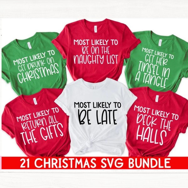 Most Likely To Christmas Bundle SVG PNG, Funny Christmas Svg Bundle, Family Christmas Svg, Silhouette, Cricut, Digital