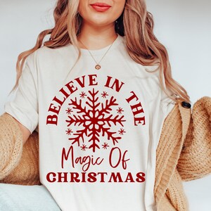 Believe In The Magic Svg, kerst Png, feestelijk citaat Svg Vintage, Retro Holiday Spirit Svg Xmas Believe Clipart gesneden Cricut sublimatie PNG