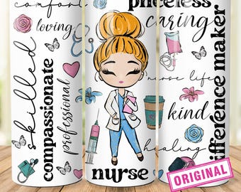 Nurse Tumbler wrap png, Nurse Affirmation Tumbler Wrap png 20oz Skinny Straight, Nurse Tumbler Wrap png, Krankenschwester