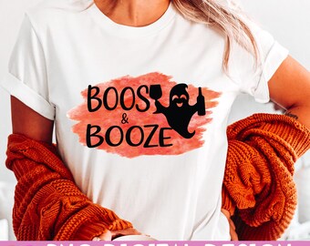 Boos And Booze PNG | Halloween Sublimation | Halloween PNG Print | Transparent Background | Sublimation PNG | Cute Ghost