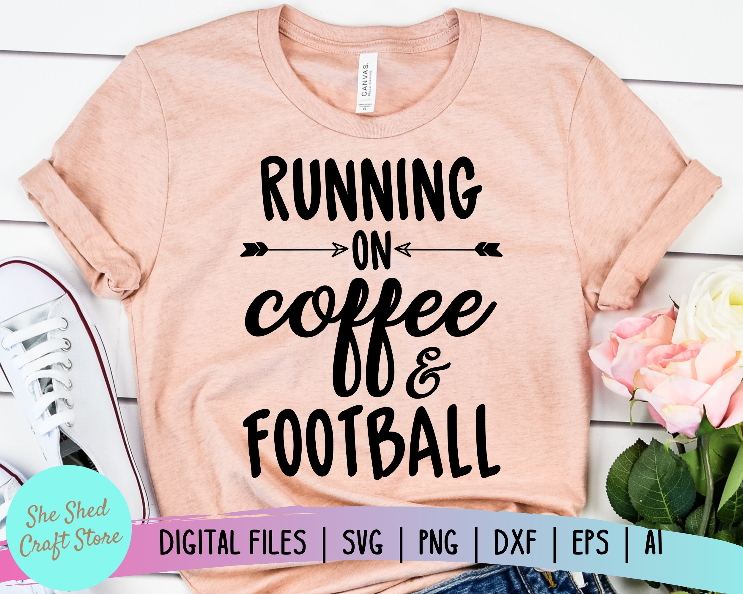 Running on Coffee and Football SVG Football Shirt Svg Sport - Etsy