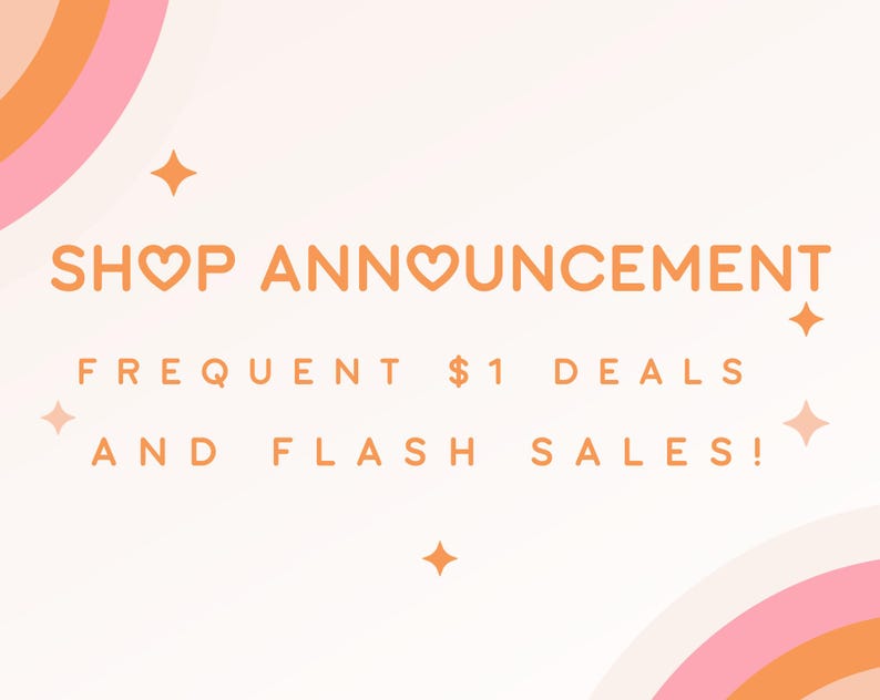 Peut inclure: Graphique abstrait orange et rose avec le texte "SHOP ANNOUNCEMENT" et "FREQUENT OFFRES &Agrave; 1 $ ET VENTES FLASH !"