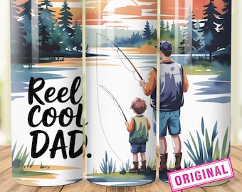 Reel Cool papa gobelet, emballage de 20 oz pour papa pêcheur, fête des pères, papa cool moulinet camouflage, camo canne à pêche Png, papa Png téléchargements numériques