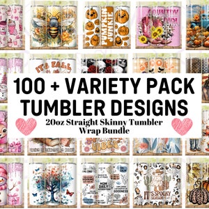 Variety Pack Mega Tumbler Wrap Bundle, Bundle PNG, 20oz Sublimation Tumbler Designs, 20 oz Skinny Tumbler, Halloween Christmas Watercolor
