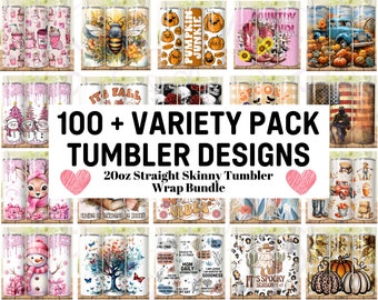 Variety Pack Mega Tumbler Wrap Bundle, Bundle PNG, 20oz Sublimation Tumbler Designs, 20 oz Skinny Tumbler, Halloween Christmas Watercolor