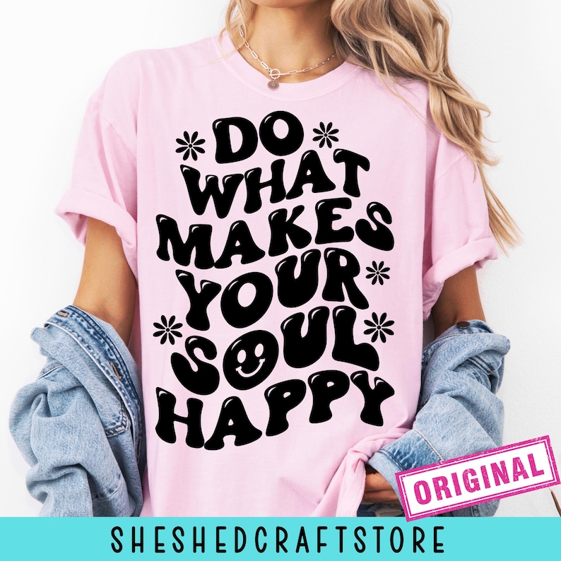 Haz lo que te haga feliz SVG, SVG retro, SVG genial, Cita inspiradora, SVG positivo, SVG de amor propio, SVG hippie, SVG de salud mental imagen 2