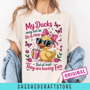 Funny Duck PNG, Ducks Not in a Row Sarcastic Design, Cute Mental Health PNG, Snarky Sublimation File, Funny Animal PNG, Retro Humor Shirt
