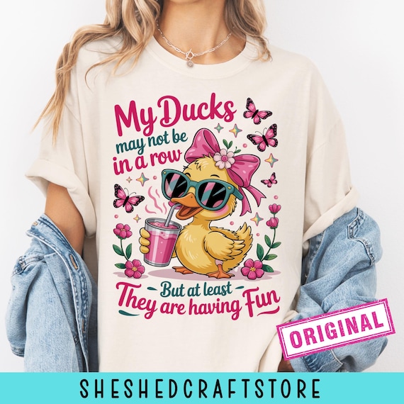 Funny Duck PNG, Ducks Not in a Row Sarcastic Design, Cute Mental Health PNG, Snarky Sublimation File, Funny Animal PNG, Retro Humor Shirt