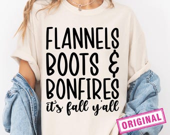 Flanellen laarzen en vreugdevuur Svg, oogst Svg, herfst Svg, Hallo herfst Svg, val Shirt Svg, val Svg-bestanden, trui weer Svg, Cricut Cut-bestand