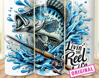 The Reel Life Crappie Fish Tumbler Wrap, Fishing Digital File, Crappie Fishing Design,Digital DOWNLOAD, Gone Fishing Png, Fisherman Tumbler