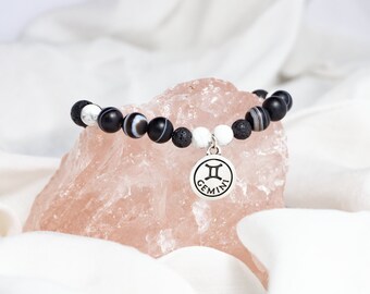 Gemini Mineral Bracelet, Friendship Gemstone Bracelet, Birthday Gift for Him, Gift for Her, Astrology Gifts