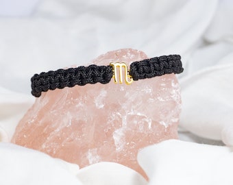 Scorpio Zodiac Sign Bracelet with 24k Gold Plated Symbol, Braided Bracelet, Birthday Gift for Her, Friendship bracelet, Jewelry for Women