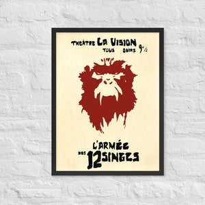 12 Monkeys Poster - Inspired by the Original Art, 12 monkeys theatre la vision, Theater Decor, Cinema Art Print, Movie Theater Wall Decor