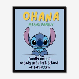 Ohana Means Family Poster, Quote by Lilo and Stitch, Ohana print
