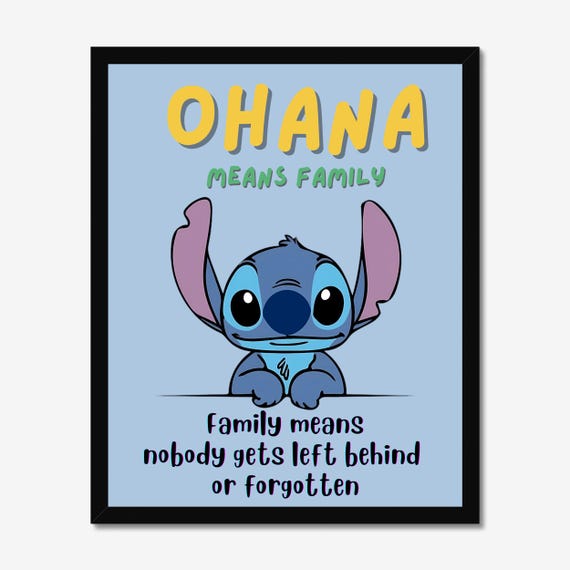 Pôster Ohana significa família, citação de Lilo e Stitch