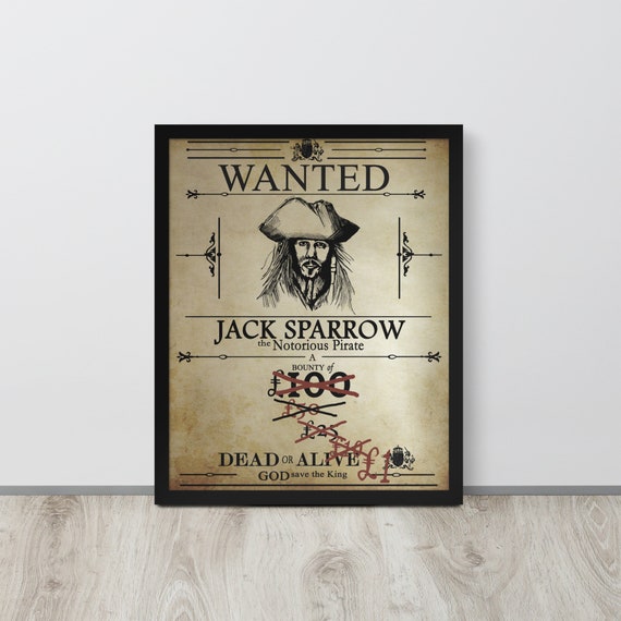 Pirates of the Caribbean Poster, Wanted Poster, Captain Jack Sparrow Pirate  Decor, Jack Sparrow Wanted, Gift for Him 