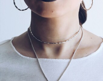 Choker Necklace, Rigid choker necklace, Silver minimalist necklace, adjustable open choker, Vertebrae choker necklace, Gothic silver collar