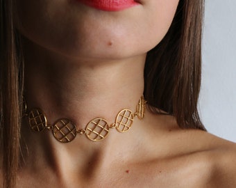 Choker Collar Necklace, statement necklace, chain choker necklace, goddess jewelry, vermeil gold choker, adjustable choker, feminine jewelry