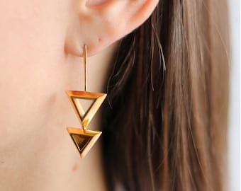 Geometric earrings, architectural, triangle, modern, minimalist, sterling silver statement earrings