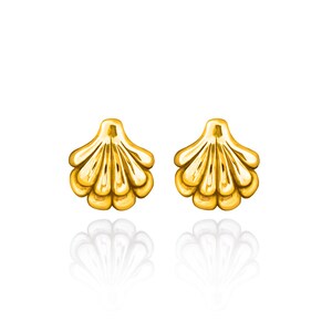 seashell stud silver earrings, ocean earrings, shell earrings, sea shell earrings, beach jewelry, gold shell stud earrings, mermaid core Gold