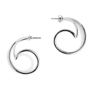 Ocean wave earrings, minimalist spiral earrings, geometric hoop earrings, minimalist sea jewelry, vermeil statement earrings, golden section image 6