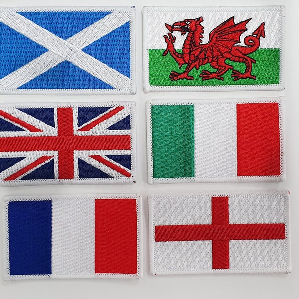 Gran Bretaña Insignia Bandera Inglaterra Bandera Irlanda Bandera Parche Reino Unido Insignia Escocia Bandera Parche Bordado Francia Mini Parche Italia Bandera Seis Naciones
