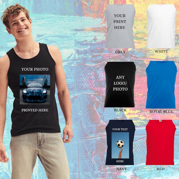 Custom PRINTED VEST Tank Top Personalised Vests Custom T-shirt Any Photo Text Logo Custom Shirt Printing Custom Vest for Men Women Unisex