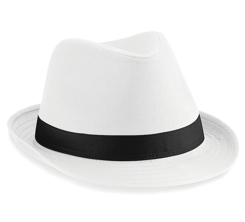 Fedora Hat ideal for Summer Casual Black, White Fedora Hat, Polyester Cotton Hat Adults Mens Womens Festival Hat image 4