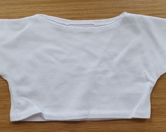 Teddy T shirt Plain Cotton White Ideal for Teddy Bear size 23cm by 12cm and 15cm by 9cm Can fit Standard sized Teddy Bears or Build a Bear