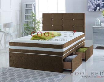 Black Crushed Velvet Divan Bed With Memory Form Mattress And Etsy