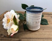 Hand Thrown Ceramic Planter or Pencil Holder Vintage Studio Pottery Small Blue Glazed Plant or Pencil Container One of a Kind 3-D Art