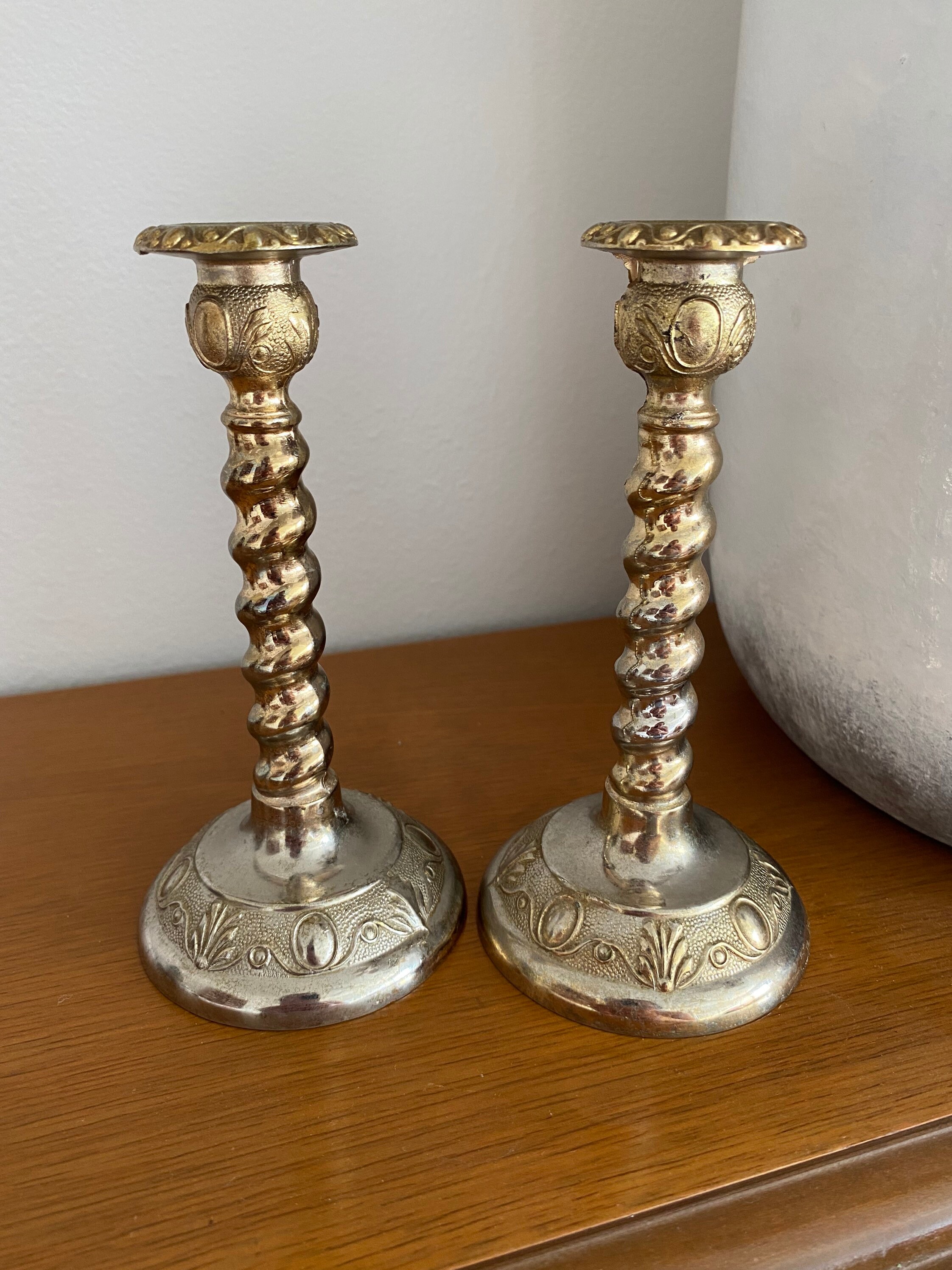 Vintage Silver Twist Candlesticks Set of 2 Spiral Candle Etsy