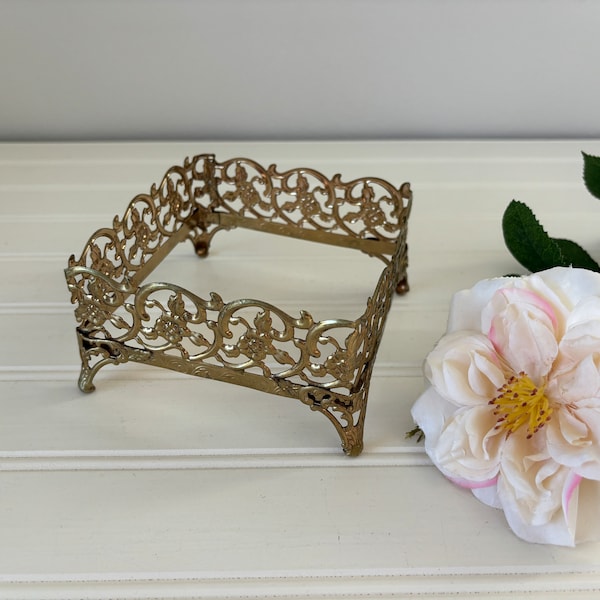 Vintage Brass Hollywood Regency Square Tissue Box Holder