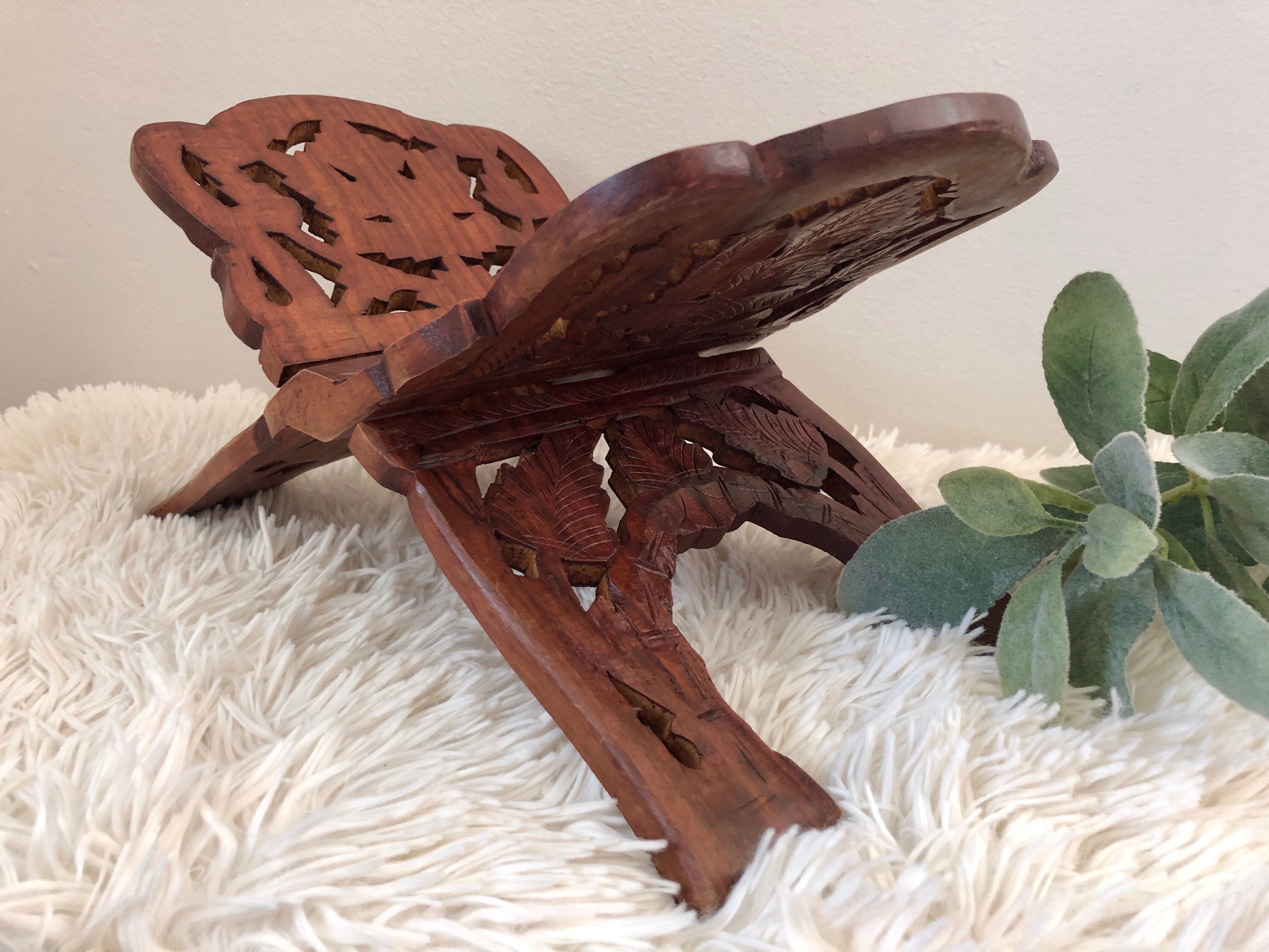 Vintage Carved Wood Book Stand Hand Carved Book Holder Etsy