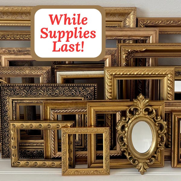 Vintage Gold Picture Frame Gallery Wall Decor Set of Ornate Photo Frame Curated Wall Display Large Gallery Wall Art Collage Frame Collection