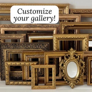 Vintage Gold Picture Frame Gallery Wall Decor Set of Ornate Photo Frame Curated Wall Display Large Gallery Wall Art Collage Frame Collection