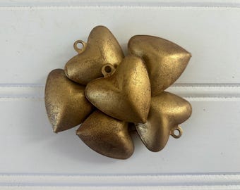 Gold Heart Jingle Bells Valentine’s Day Craft Hearts Vintage Rustic Valentine Favors Mini Gold Metal Ornaments Metalic Gold Craft Heart Bell