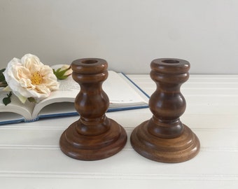 Vintage Wood Candlesticks