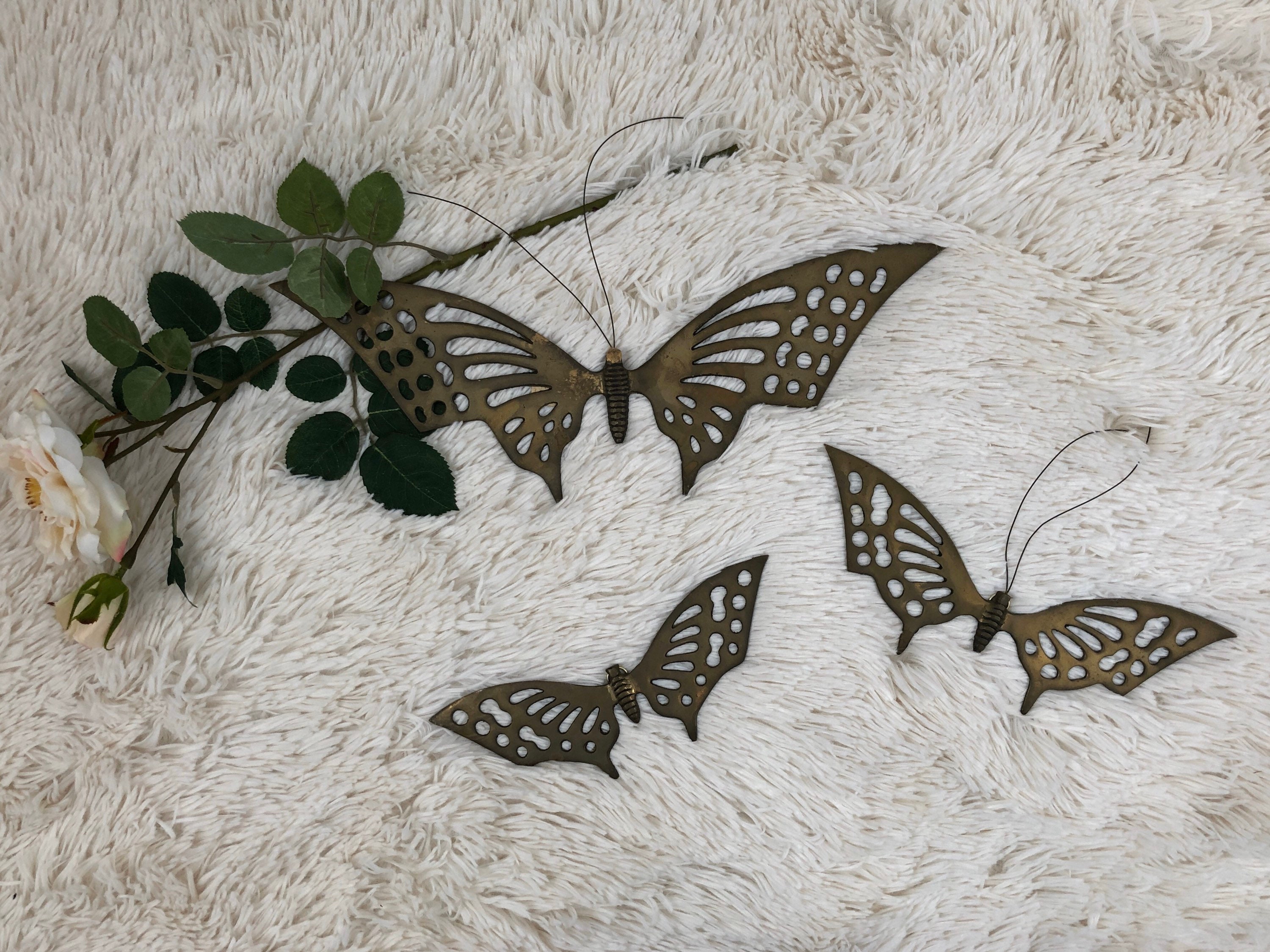 Vintage Brass Butterfly Wall Decor Set of 3 Brass Etsy