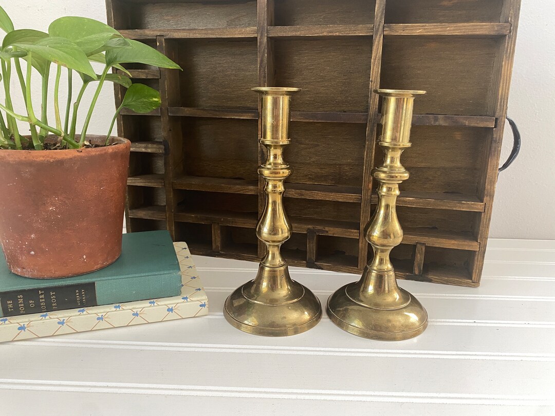 Vintage Large Brass Candlesticks Etsy