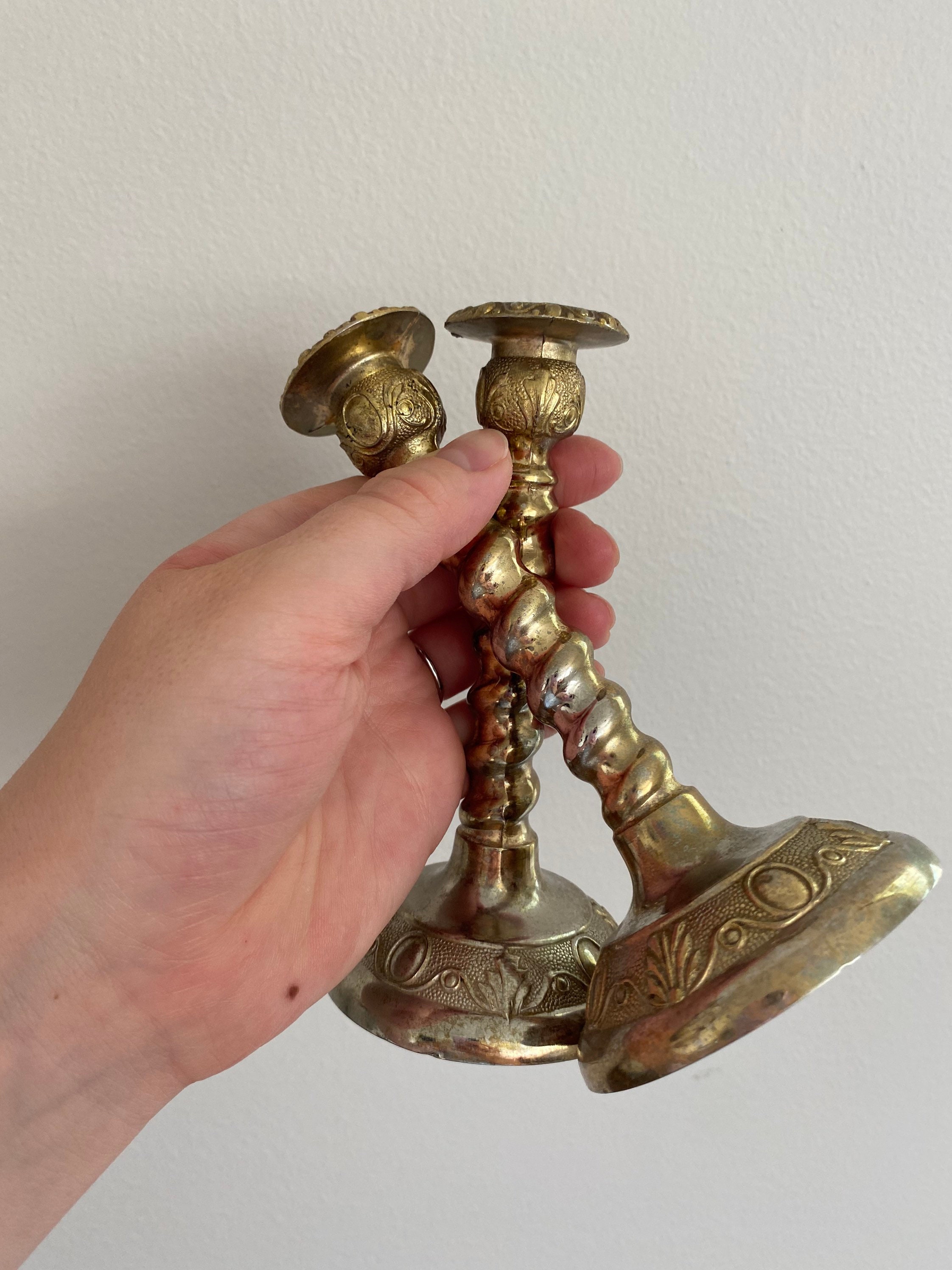 Vintage Silver Twist Candlesticks Set of 2 Spiral Candle Etsy