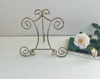 Vintage Brass Art Easel Small Gold Canvas Display Stand Decorative Photo Frame Stand Tabletop Artwork Plate Holder Picture Display Easel